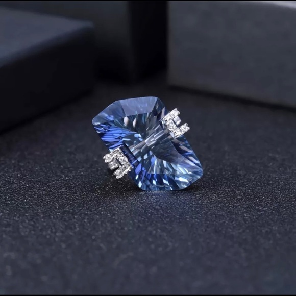 Blue Quartz Sterling Silver Statement Ring